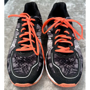 Asics Gel Kayano 22 Black Neon Orange Gray Running Shoes Sneakers Womens Size 9